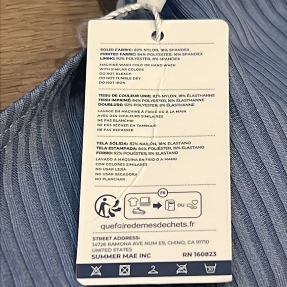 NWT Summer Mae Blue Maternity Swimsuit One Piece Ribbed, Button Front Design - Picture 6 of 12